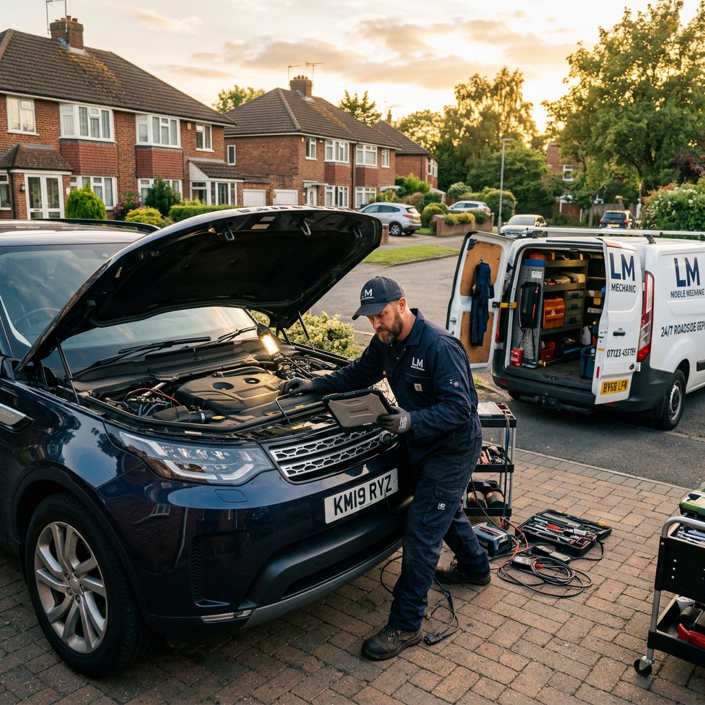 MK Mobile Mechanic servicing a vehicle on a residential driveway in Birmingham